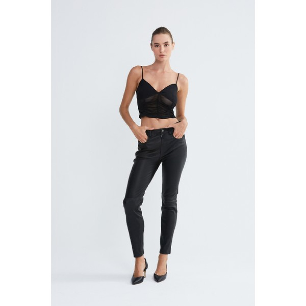 Valmenti Kadın Siyah Hakiki Deri Pantolon Deri Pantolon 846 V1022 Byn Dr Pantalon Y23 Kadın Pantolon Fiyatı