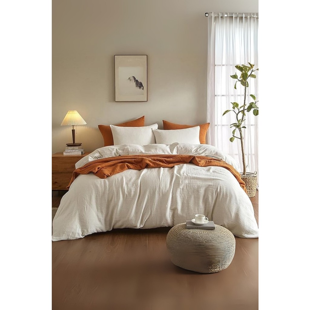 Valoroso Tekstil %100 Pamuk Müslin Nevresim Takımı Lastikli Çarşaflı Yastık Kılıflı Tek Kişilik - Beyaz - 160 x 220 cm Nevresim Takımı Fiyatı