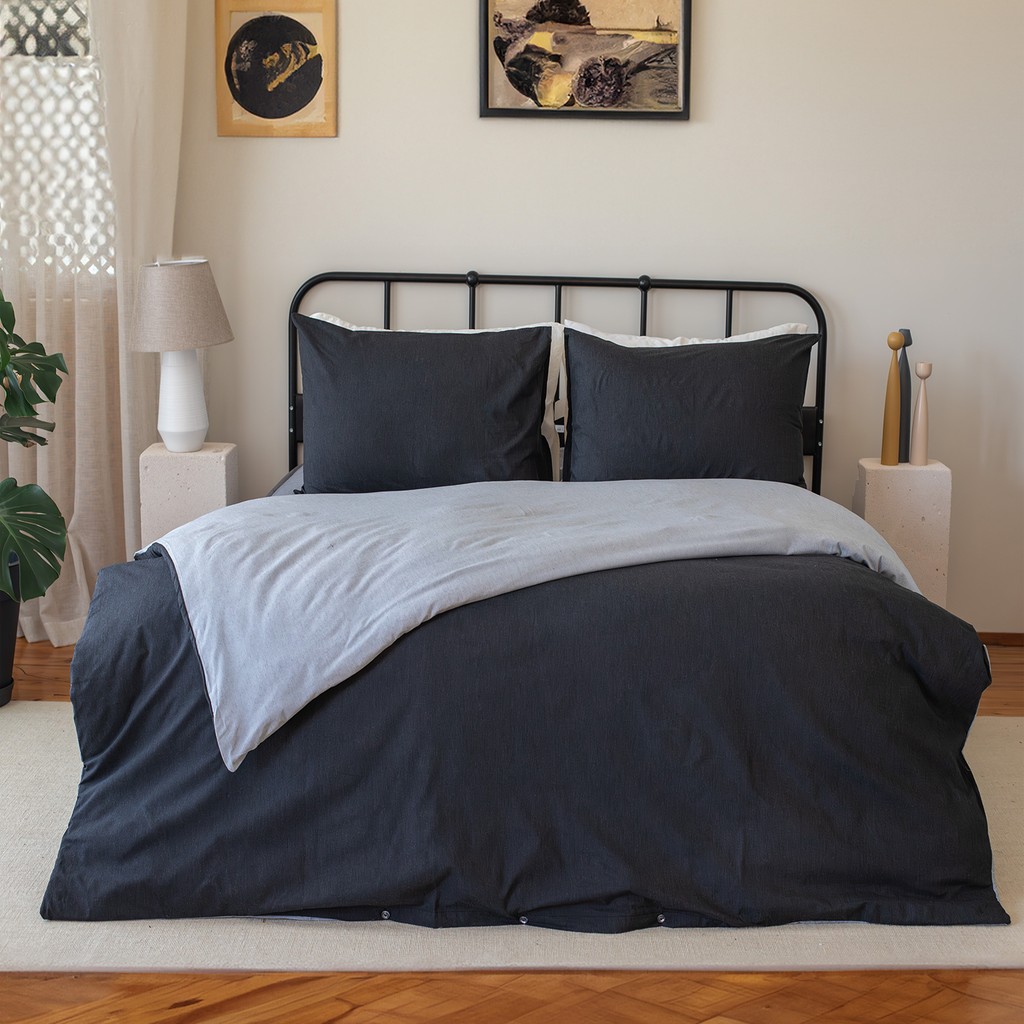 Valoroso Tekstil Çift Kişilik Nevresim Seti ( Çarşafsız ) - Antrasit - Gri - 200 x 220 cm Nevresim Takımı Fiyatı