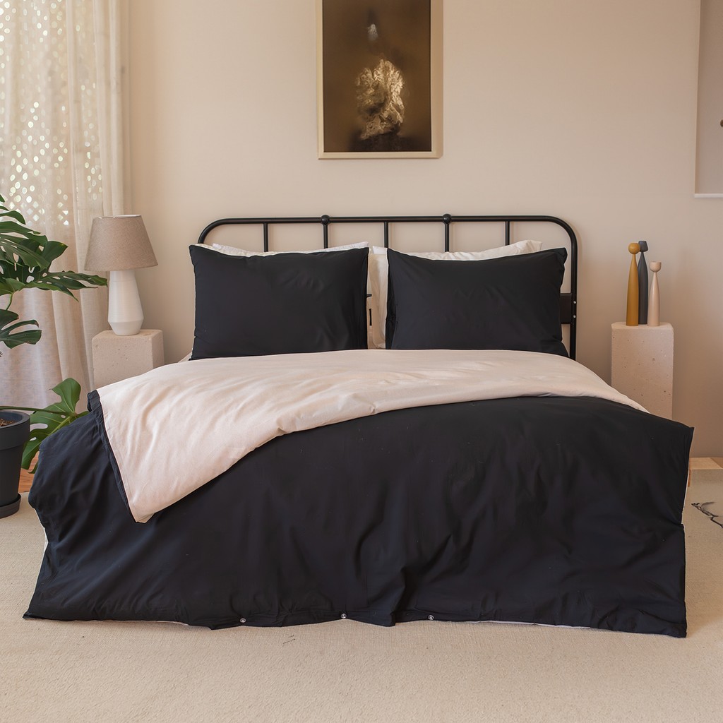 Valoroso Tekstil Çift Kişilik Nevresim Seti ( Çarşafsız ) - Bej - Siyah - 200 x 220 cm Nevresim Takımı Fiyatı