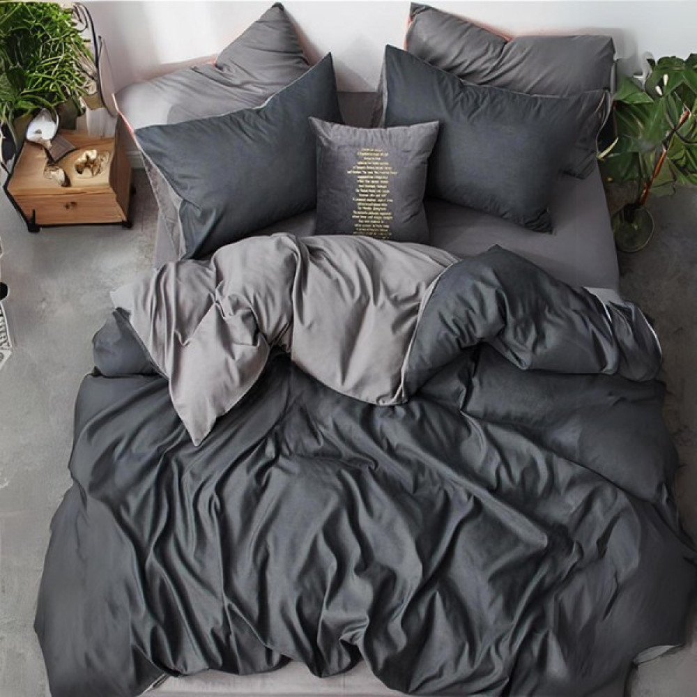 Valoroso Tekstil Nevresim Takımı Çift Kişilik Lastikli Çarşaflı - Gri - Antrasit - 200 x 220 cm Nevresim Takımı Fiyatı