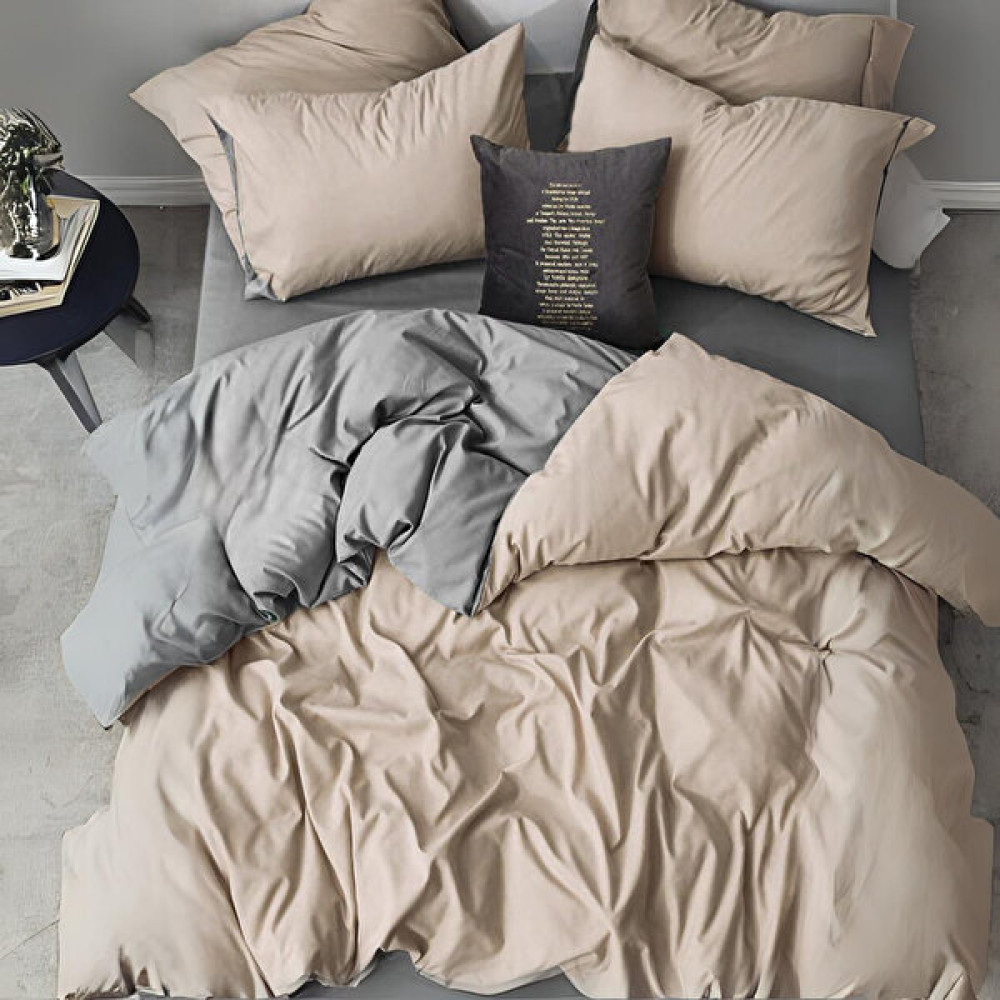 Valoroso Tekstil Nevresim Takımı Tek Kişilik Lastikli Çarşaflı - Bej - Gri - 160 x 220 cm Nevresim Takımı Fiyatı