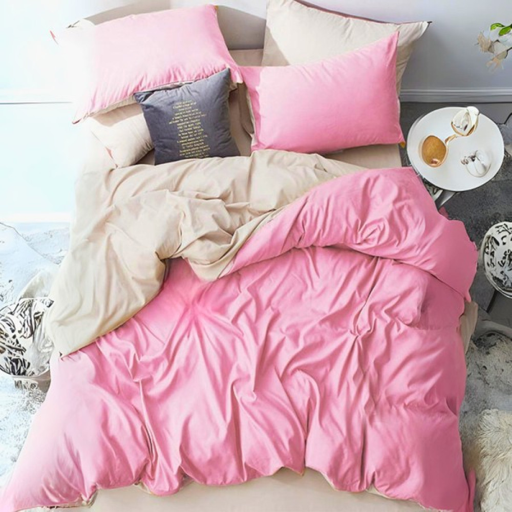 Valoroso Tekstil Nevresim Takımı Tek Kişilik Lastikli Çarşaflı - Bej - Pembe - 160 x 220 cm Nevresim Takımı Fiyatı