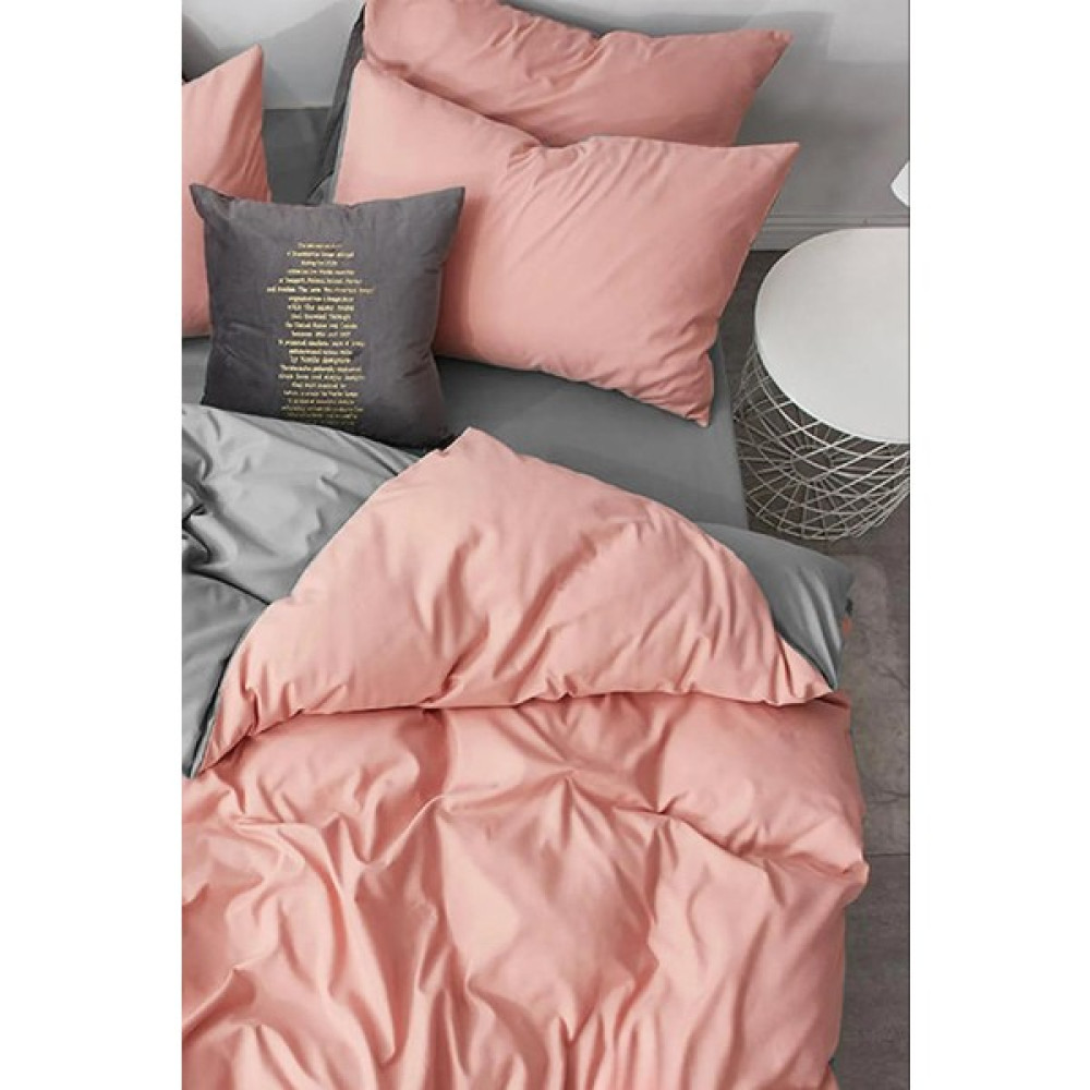 Valoroso Tekstil Nevresim Takımı Tek Kişilik Lastikli Çarşaflı - Gri - Somon - 160 x 220 cm Nevresim Takımı Fiyatı
