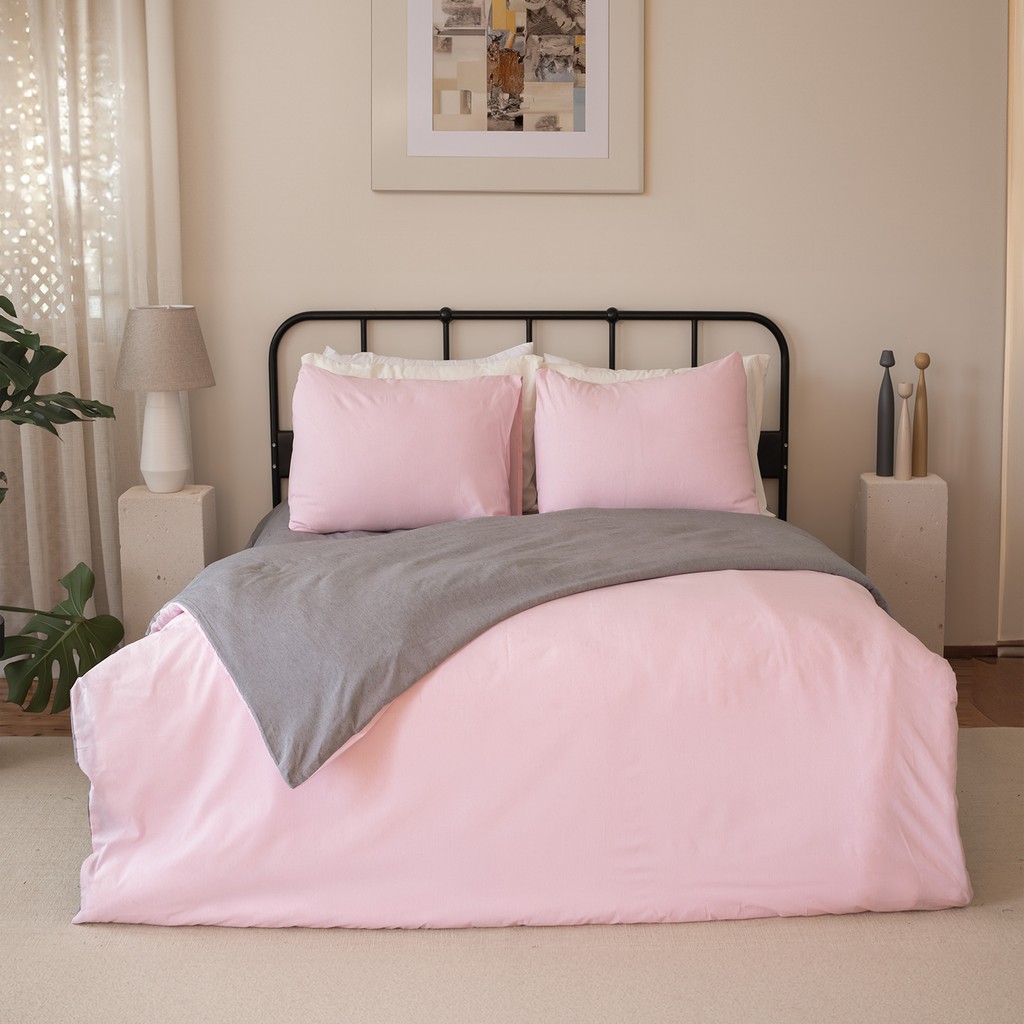 Valoroso Tekstil Nevresim Takımı Tek Kişilik Lastikli Çarşaflı - Gri - Somon - 160 x 220 cm Nevresim Takımı Fiyatı