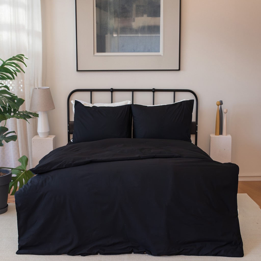 Valoroso Tekstil Nevresim Takımı Tek Kişilik Lastikli Çarşaflı - Siyah - 160 x 220 cm Nevresim Takımı Fiyatı