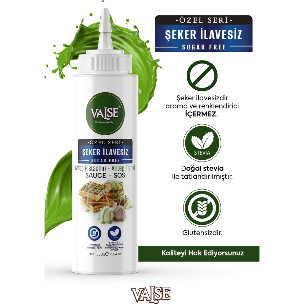 Valse Şeker Ilavesiz (Stevia'lı) Antep Fıstıklı Sos (Glutensiz) 330 gr Waffle & Meyve & Kek&tatlı&dondurma Diğer Fiyatı