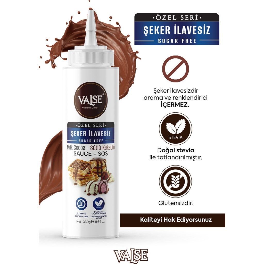 Valse Şeker Ilavesiz (Stevia'lı) Sütlü Kakaolu Sos (Glutensiz) 330 gr Waffle & Meyve & Kek &tatlı&dondurma Diğer Fiyatı