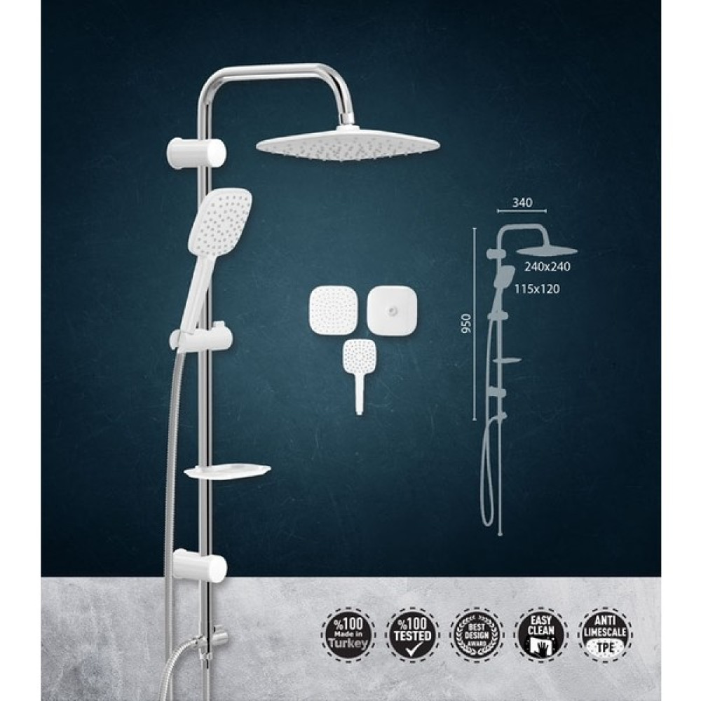 Valtemo Karewhite Rain Tepe Duş VS-5340 Duş Seti Fiyatı