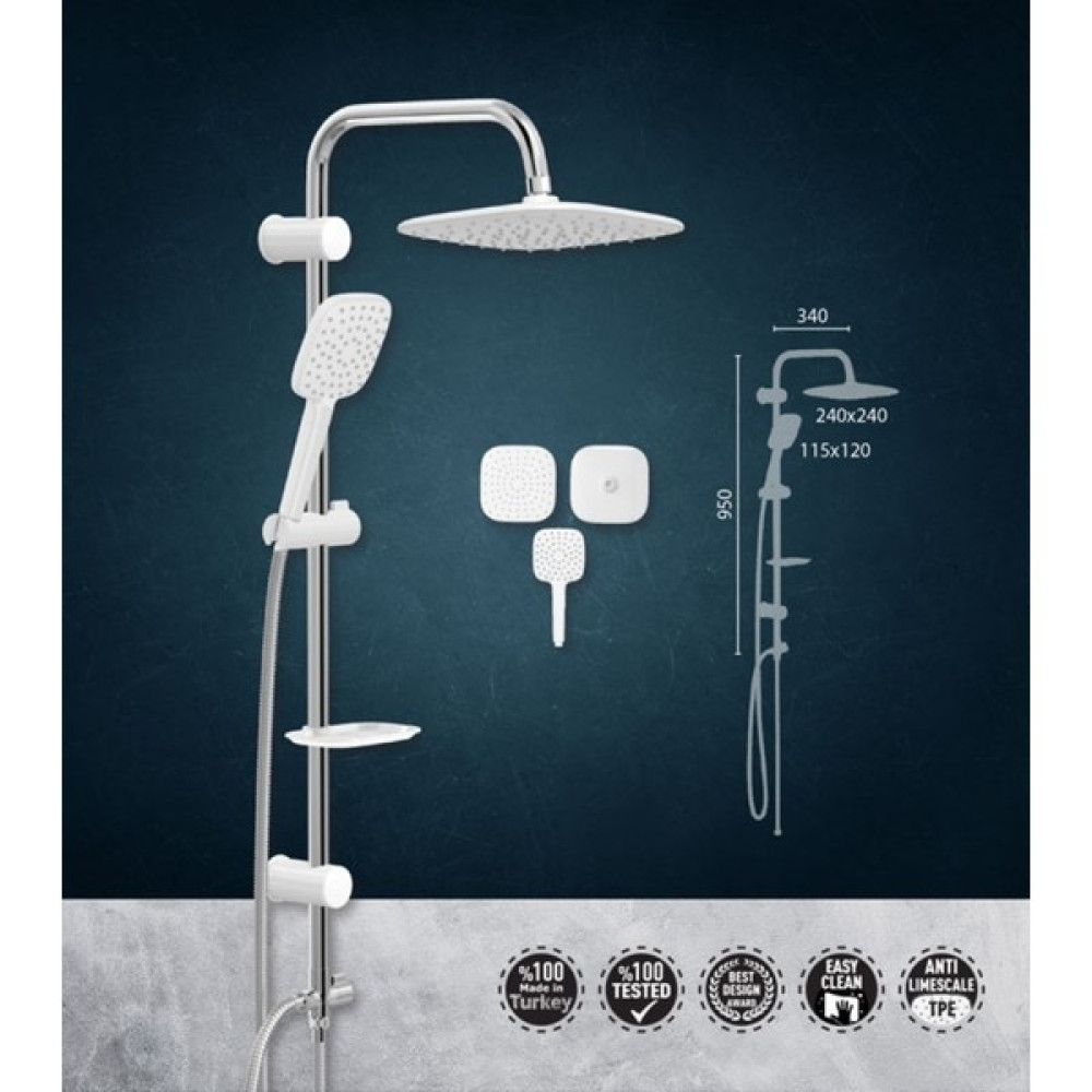 Valtemo Valtemoaqua White Rain Shower Set Duş Seti Fiyatı