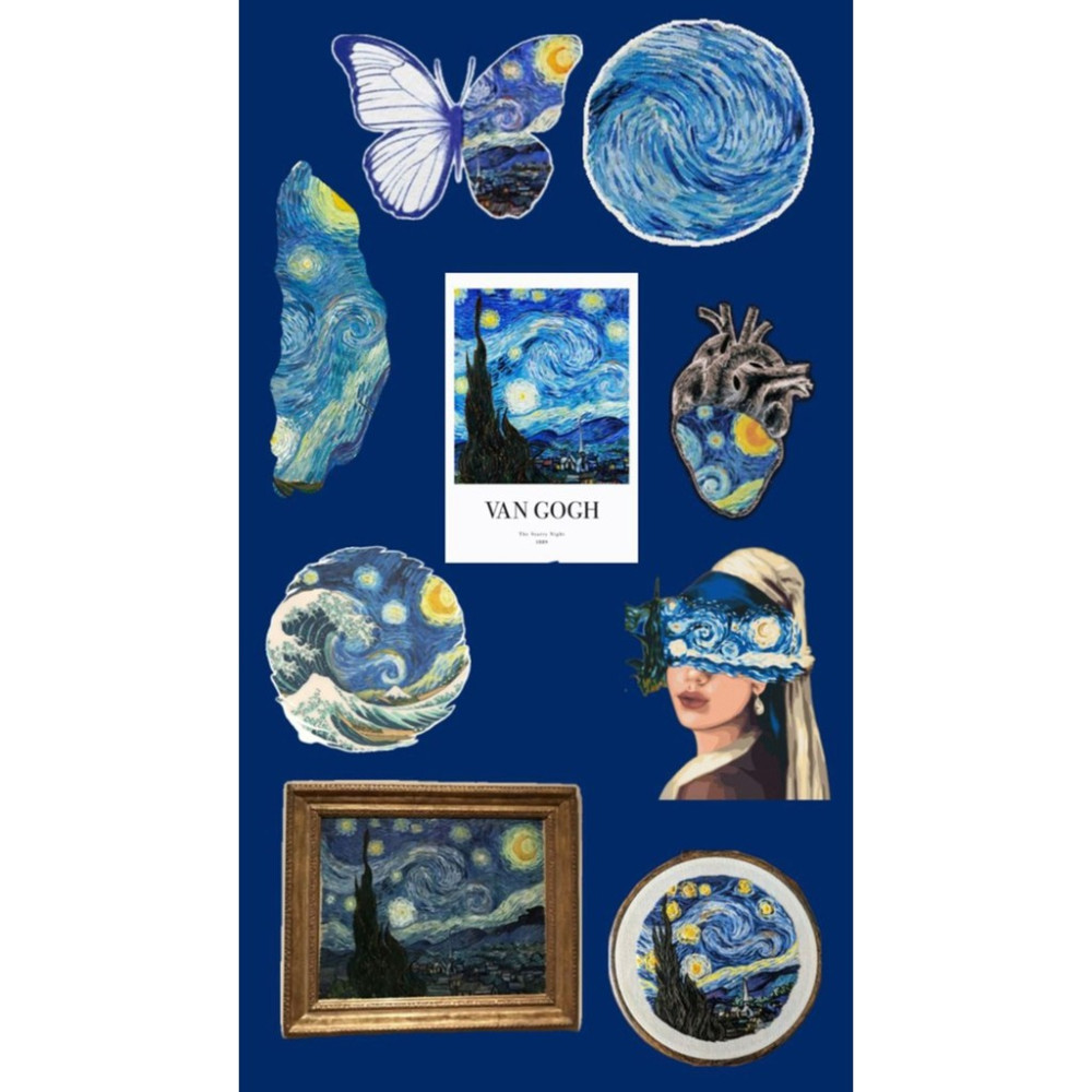 Van Gogh Sticker Telefon Laptop Notebook Tablet Defter Matara Stiker Etiket ST1574 Okul Etiketi Fiyatı