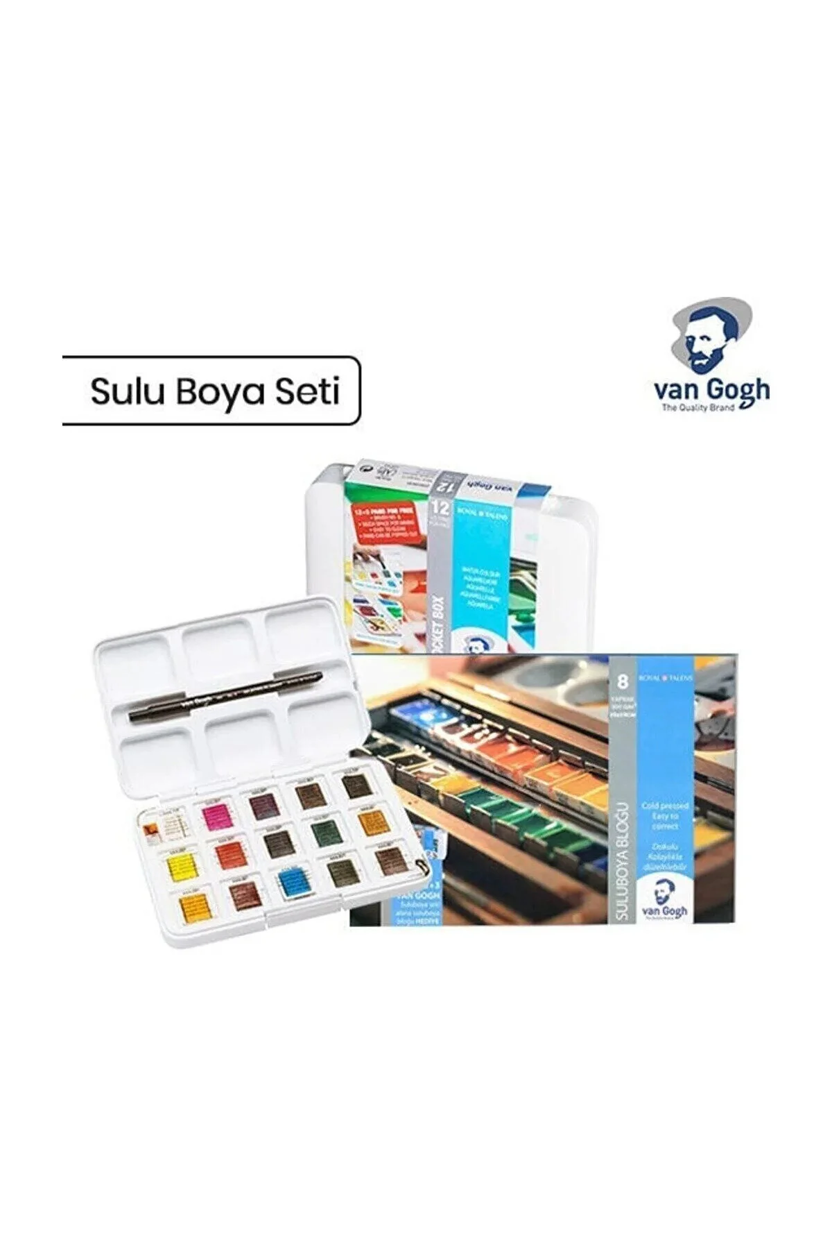 Van Gogh Talens Tablet Sulu Boya 15’li (12+3) Renk Defter Hediyeli 300 Gr 25x35 - 8 Yp )" Sulu Boya Fiyatı