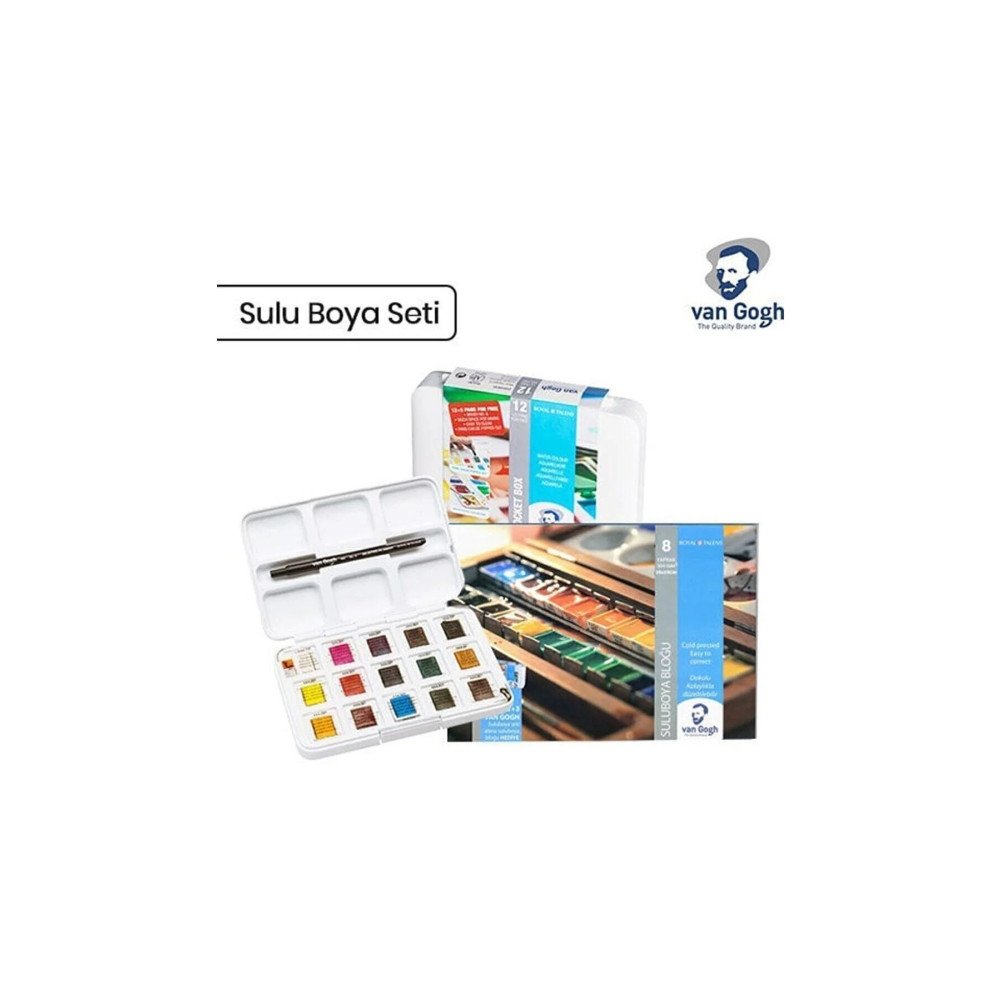 Van Gogh Talens Tablet Sulu Boya 15’li (12+3) Renk Defter Hediyeli 300 Gr 25x35 - 8 Yp ) Sulu Boya Fiyatı