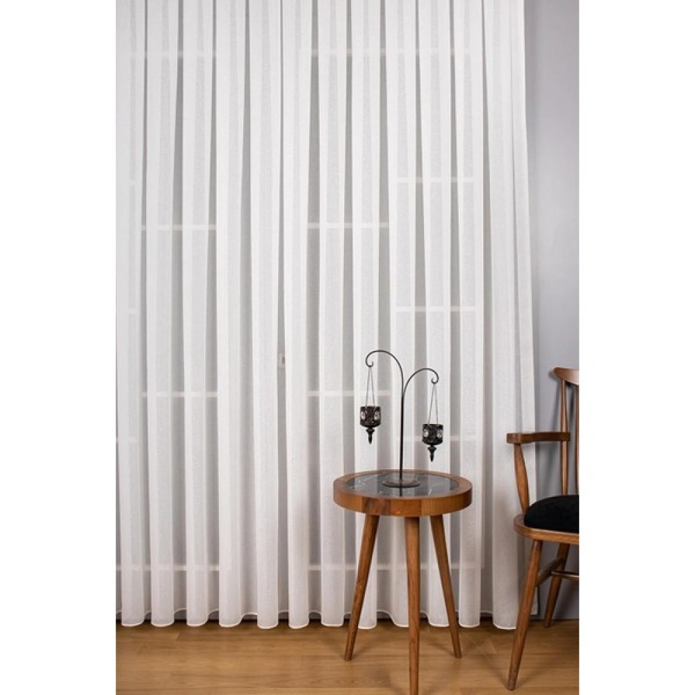 Vanessa Perde Kristal Tül Yüksek Kalite Salon ve Yatak Odası Tül Perde Modern Ütü Istemez 1/2,5 Normal Pileli - 100 x 290 cm - Ekru Tül Perde Fiyatı