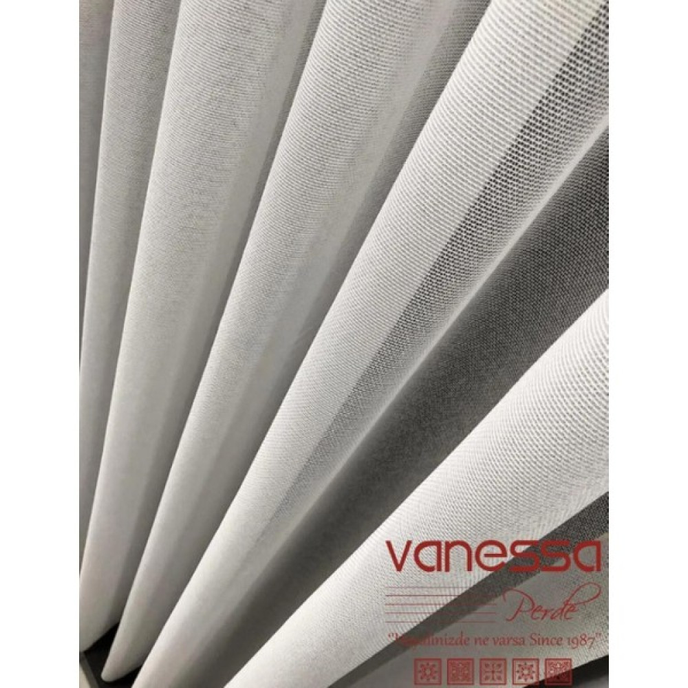 Vanessa Perde Zikzak Desen Tül Salon ve Yatak Odası Tül Perde Modern Ütü Istemez 1/2,5 Sık Pileli Etek Kurşunlu 2074 - 100 x 290 cm - Ekru Tül Perde Fiyatı