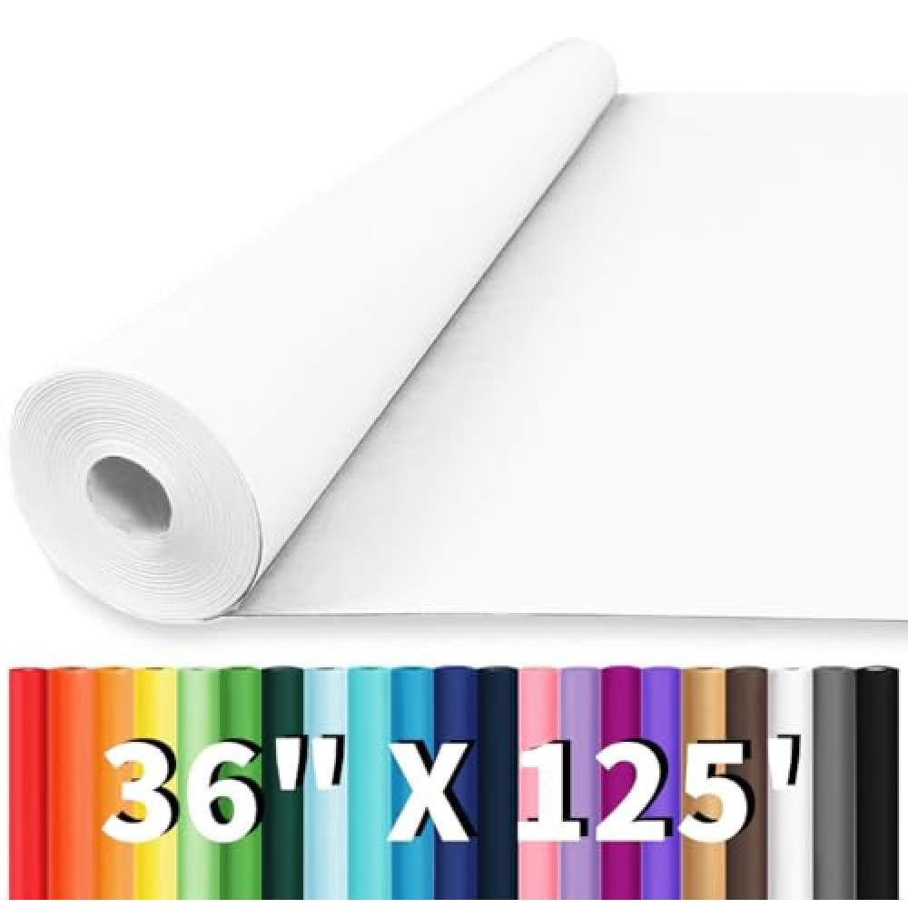 Vanhench 36"x1500"(125') White Wrapping Paper, White Easel Painting Drawing Paper Roll Kids Art Supplies, Chart Poster Bulletin Board Paper for Floor Covering Arts Crafts Gift Wrapping 80GSM 55LB