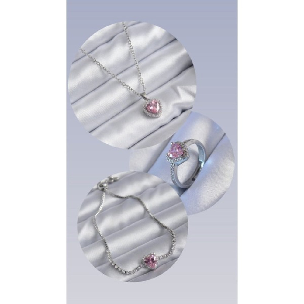 Vanilla Jewelry 3'lü Yılbaşı Hediye Seti (Çelik Pandora's Kalpli Koly, Bileklik,ciddi Ilişki Yüzüğü) - Pembe Kolyeler Fiyatı