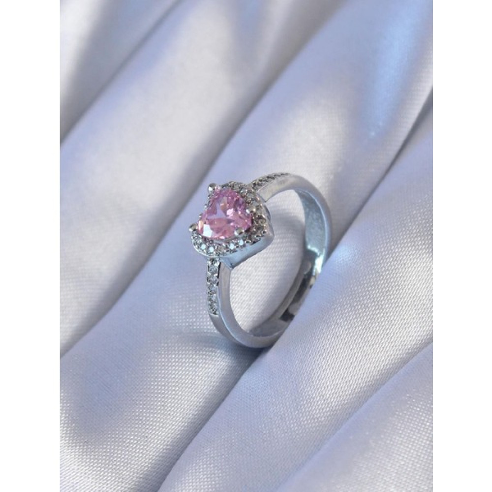 Vanilla Jewelry Çelik Pandora Kalp ciddi ilişki yüzüğü - Pembe - Standart Yüzükler Fiyatı