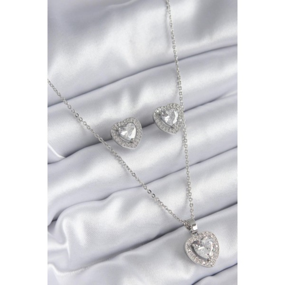Vanilla Jewelry Pandora Model Sevgili Kalpli Kolye Küpe Seti (Sevgililer Günü Hediyesi) - Gümüş Kolyeler Fiyatı