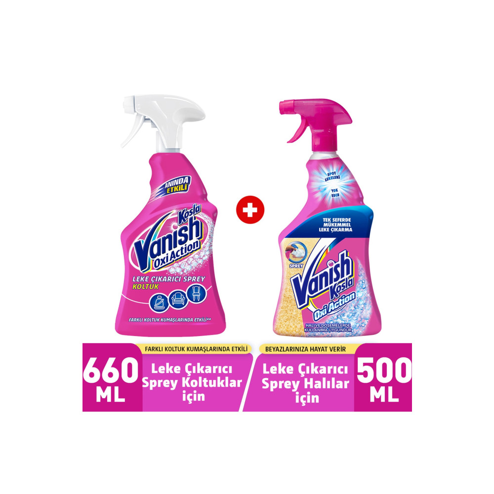 Vanish Kosla Halı Temizleyici Sprey 500ml+ Koltuk Leke Çıkarıcı 660 Ml Çamaşır Yıkama Fiyatı