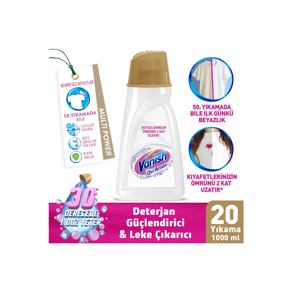 Vanish Kosla Multipower Beyazlar Için Jel Leke Çıkarıcı Deterjan Güçlendirici 1000 Ml Çamaşır Yıkama Fiyatı