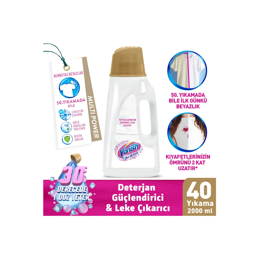 Vanish Kosla Multipower Gold Çamaşır Leke Çıkarıcı Sıvı 2000 ml Beyazlar Için Çamaşır Yıkama Fiyatı