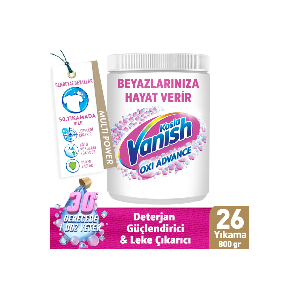 Vanish Kosla Multipower Oxi Advance Beyazlar Için Leke Çıkartıcı & Deterjan Güçlendirici Toz 800 G Çamaşır Yıkama Fiyatı