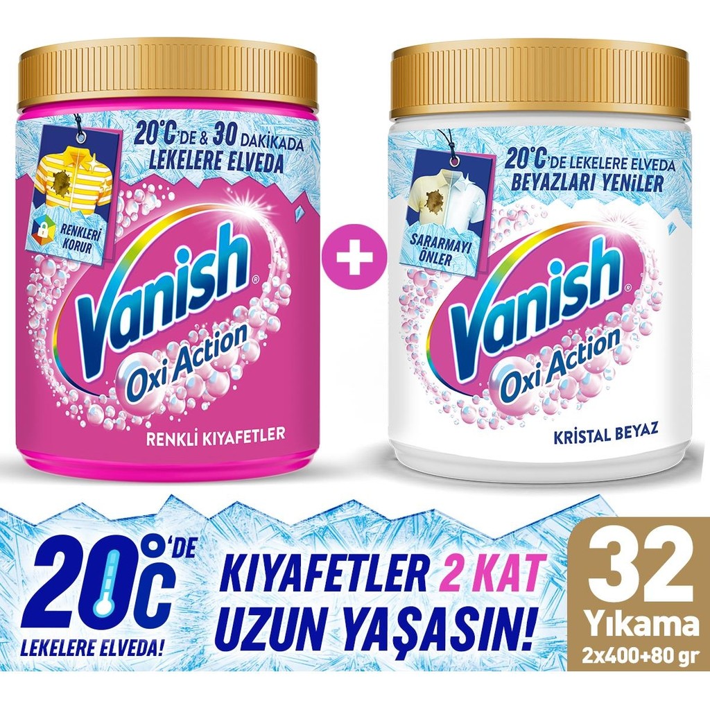 Vanish Oxi Action Deterjan Güçlendirici ve Leke Çıkarıcı Toz Beyazlar için 480 Gr + Renkliler için 480 Gr - 960 gr Çamaşır Yıkama Fiyatı
