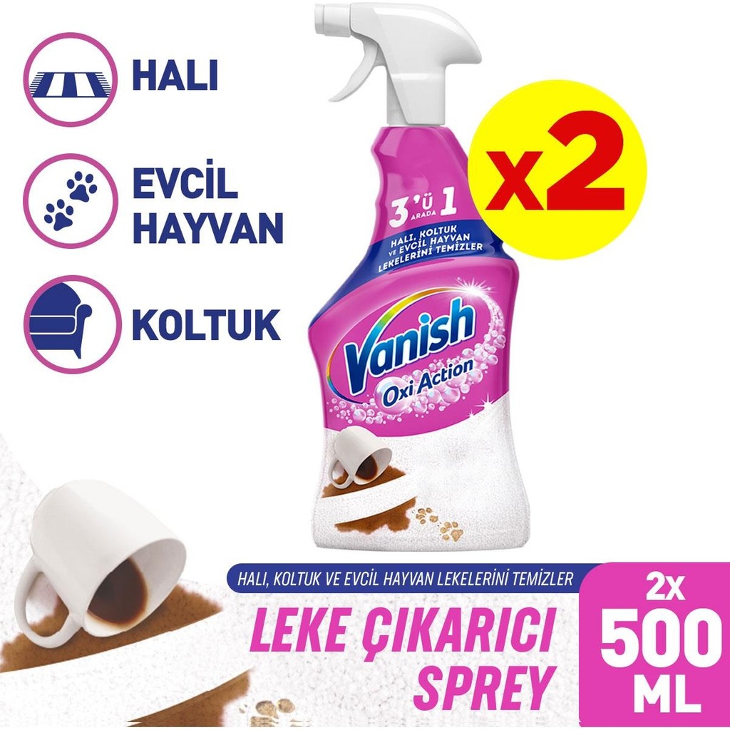 Vanish Oxi Action Halı, Koltuk Ve Evcil Hayvan Leke Çıkarıcı Sprey 500 ml x 2 Koltuk Fiyatı
