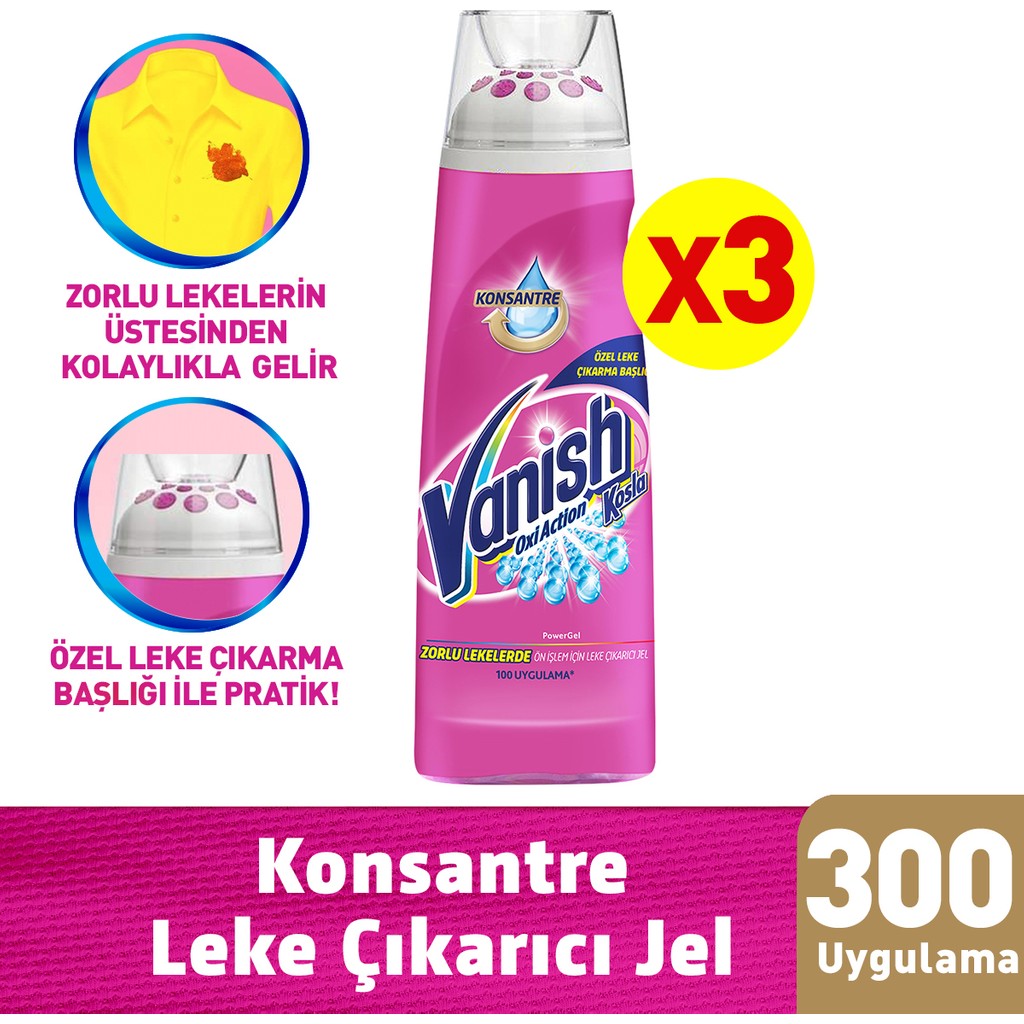 Vanish Oxi Action Konsantre Leke Çıkarıcı Jel 200 ml x 3 Çamaşır Yıkama Fiyatı