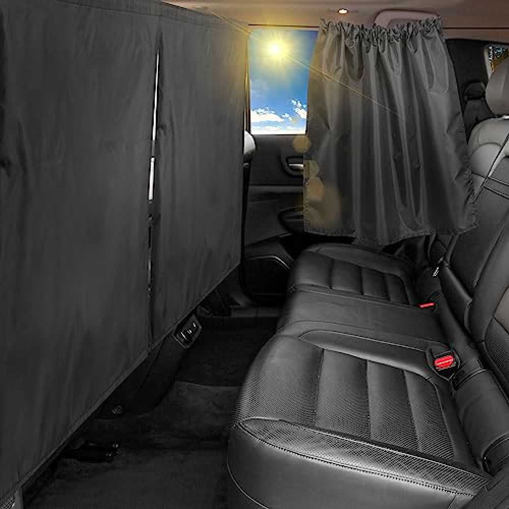 VANPET 99% Light Blocking Car Curtains, Fabric Rear Seat & Side Windows Divider Curtain Car Window Baby Shades, Wide Sedan SUV Sunshade Screen Covers for Travel Camping