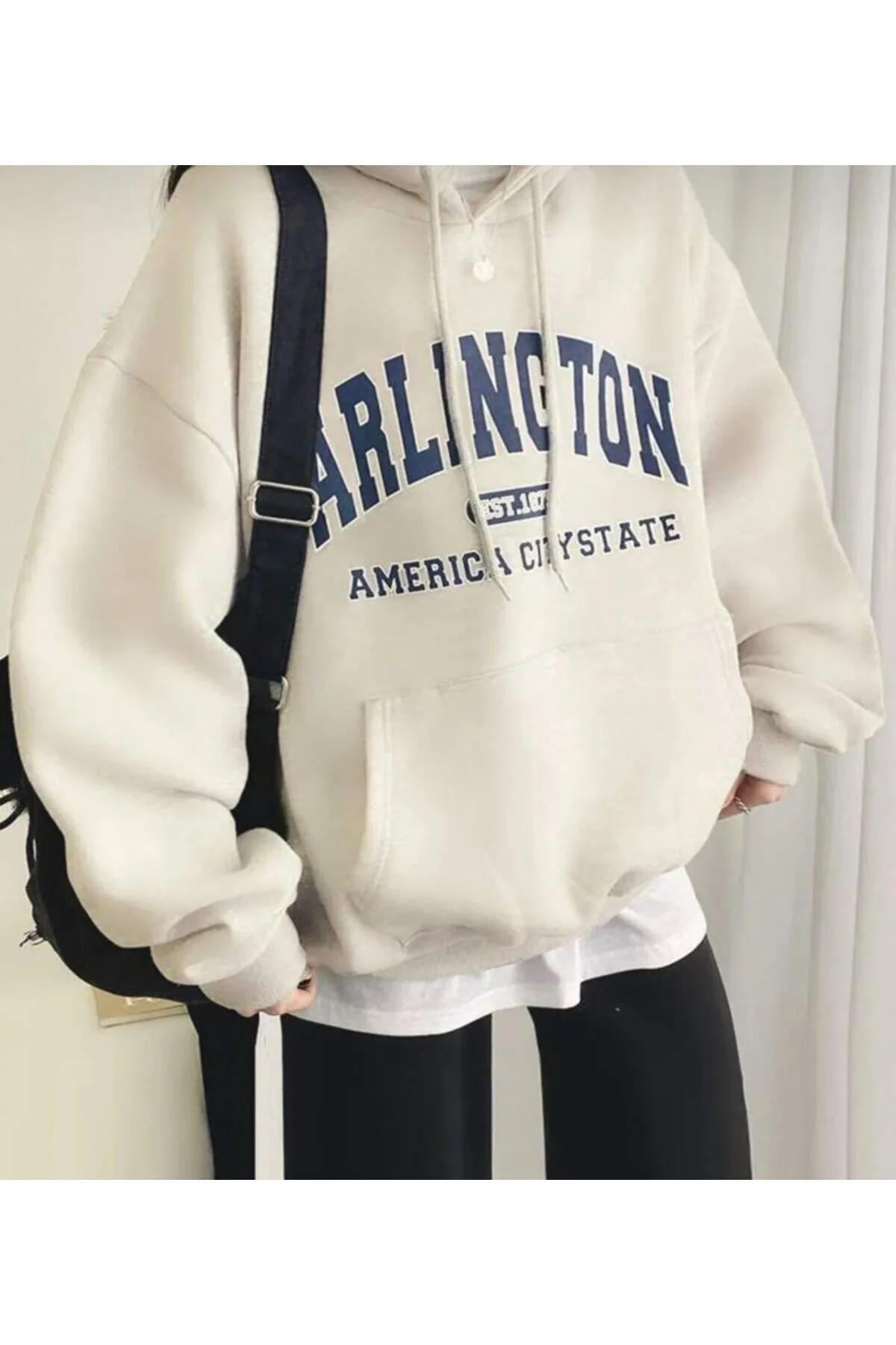 Vantage Kadın Arlington American City State Baskılı Oversize Kapşonlu Sweatshirt XL Beden" Bayan Sweatshirt Fiyatı