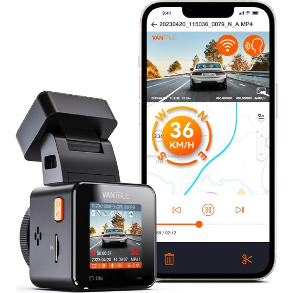 Vantrue Rasjack Vantrue E1 Lite 1080P Mini Wifi Gps Araç Kamerası, App Kontrolü ve Ingilizce Sesli Komut Oto Görüntü Sistemleri Fiyatı