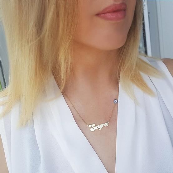 Vaoov 925 Ayar Gümüş İsimli Nazar Kolye Gümüş Kolye Fiyatı