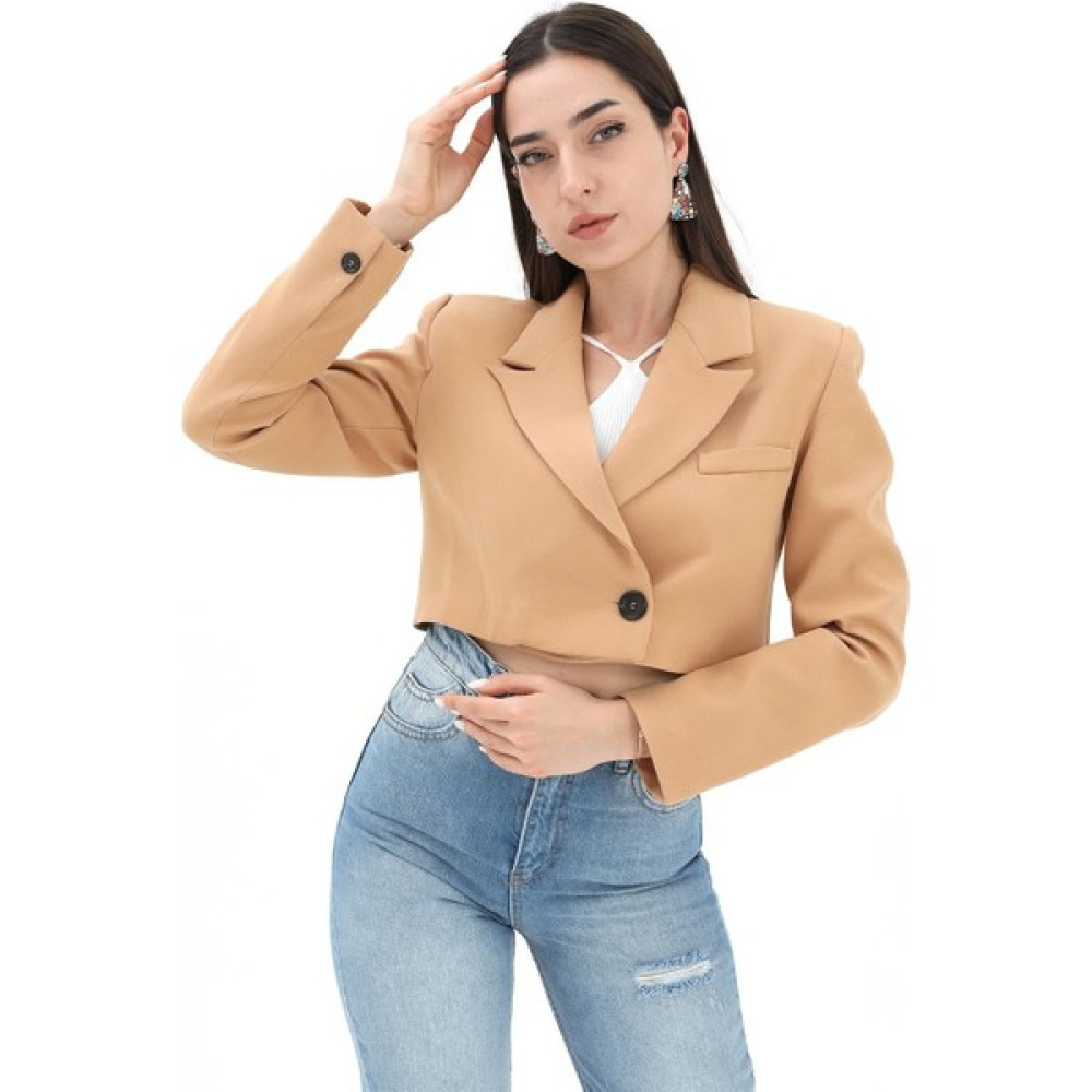 Vapur Crop Blazer Kısa Ceket - Camel Bayan Ceket Fiyatı
