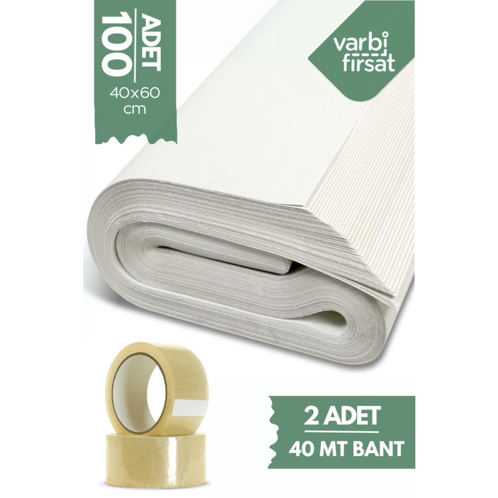 Varbifırsat 40x60 Tabak - Bardak Sarma Taşıma Taşınma Paketleme Kağıdı 100 Adet - 2 Adet Koli Bandı Nalburiye & Hırdavat Fiyatı