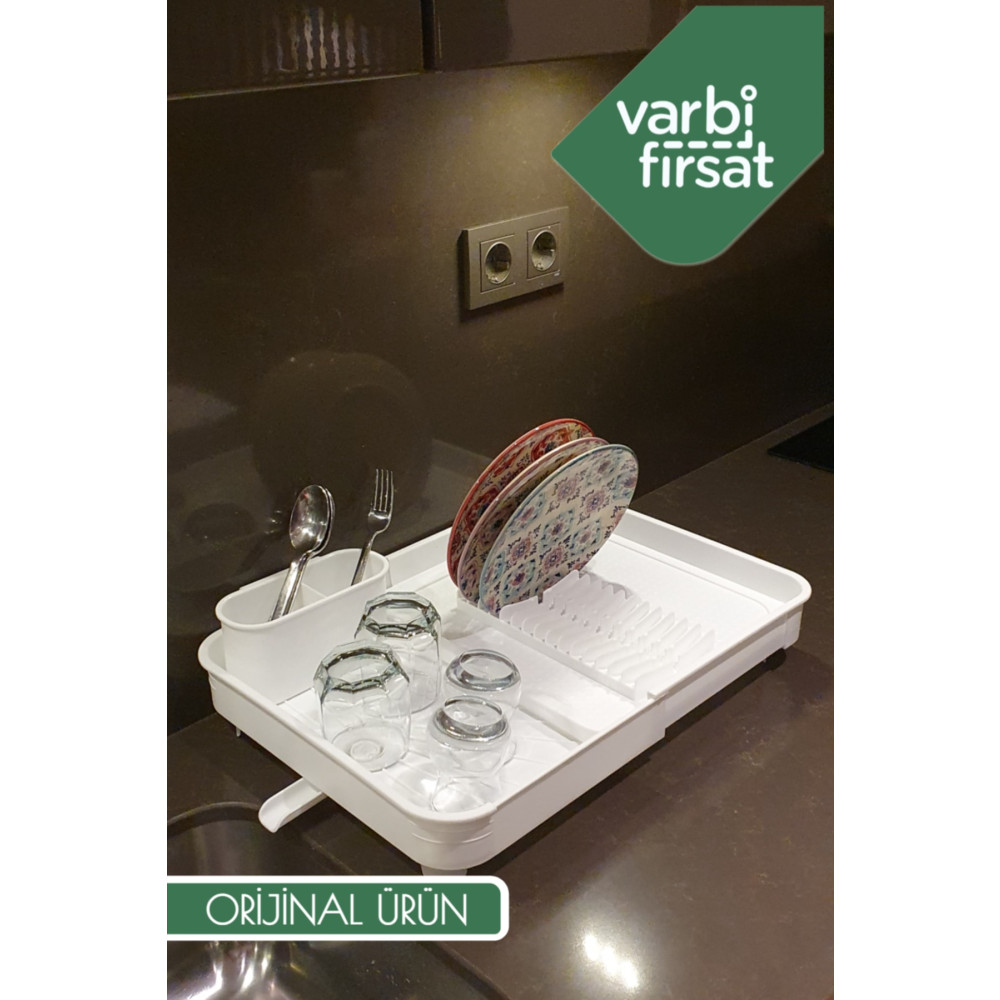 Varbifırsat Açılır Kapanır Sürgülü Tabaklık Bulaşıklık Bulaşık Sepeti/ Beyaz Mutfak Gereçleri Fiyatı