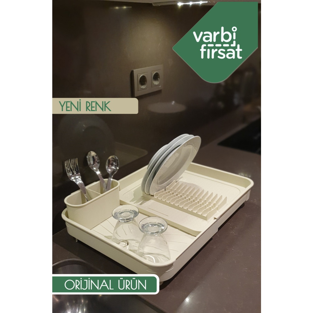 Varbifırsat Açılır Kapanır Sürgülü Tabaklık Bulaşıklık Bulaşık Sepeti / Fildişi - Krem Mutfak Gereçleri Fiyatı