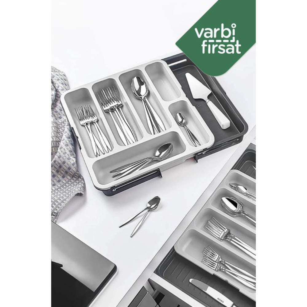 VarBiFırsat Çift Taraflı Uzayabilen Pratik Çekmece İçi Kaşıklık Organizer - 1 Adet Pratik Mutfak Gereçleri Fiyatı