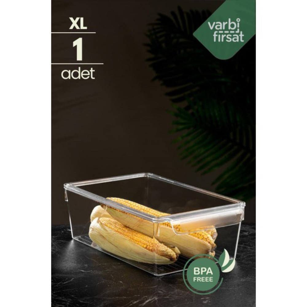 VarBiFırsat Kapaklı Xl Buzdolabı Düzenleyici Buzdolabı Içi Düzenleyici Organizer 10 x 32,5 x 20 cm - 1 Adet Saklama Kapları Fiyatı