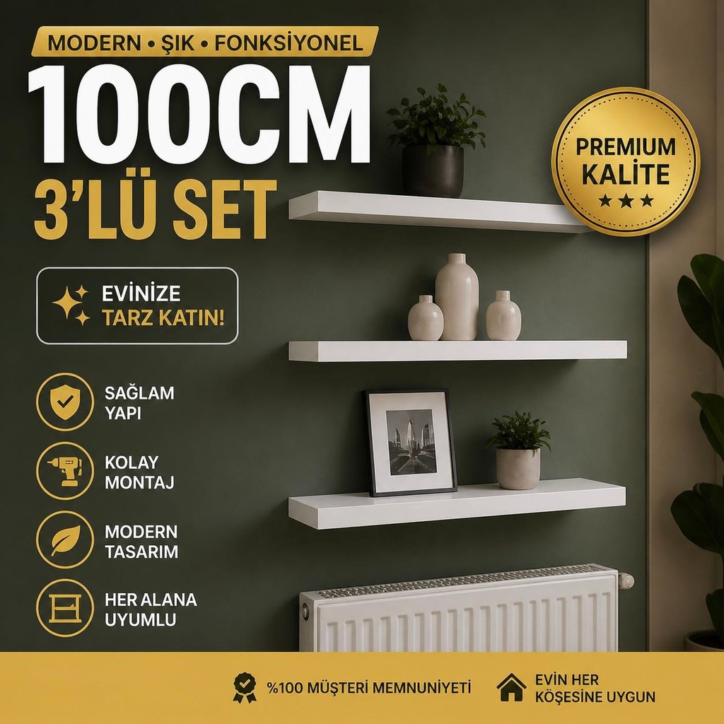 Vardar 3'lü Beyaz Duvar Rafı 100cm Mdflam | Kusursuz Tasarım Modern Duvar Rafı – Salon & Koridor Dekoratif Raf Petek Üzeri Raf Giyim & İç Giyim Fiyatı