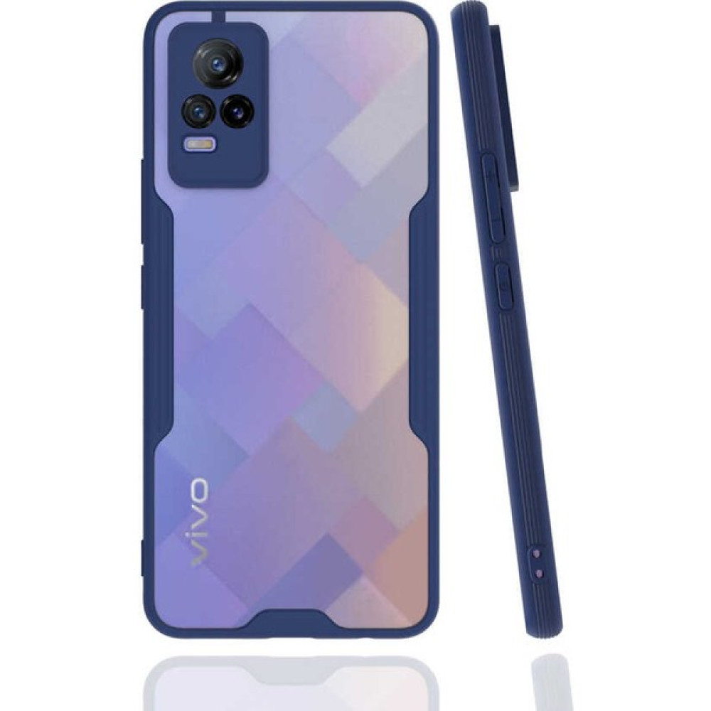 Vardar Aksesuar Vivo V21E Kılıf Kenarları Renkli Mat Şeffaf Ince Yumuşak Silikon Zore Parfe Kapak - Lacivert Cep Telefonu Kılıfı Fiyatı