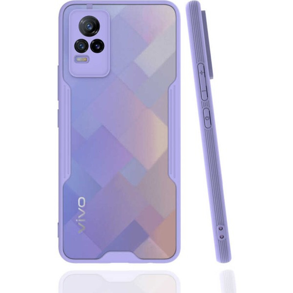 Vardar Aksesuar Vivo V21E Kılıf Kenarları Renkli Mat Şeffaf Ince Yumuşak Silikon Zore Parfe Kapak - Mor Cep Telefonu Kılıfı Fiyatı