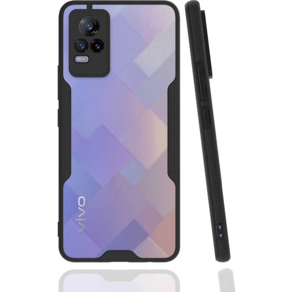 Vardar Aksesuar Vivo V21E Kılıf Kenarları Renkli Mat Şeffaf Ince Yumuşak Silikon Zore Parfe Kapak - Siyah Cep Telefonu Kılıfı Fiyatı