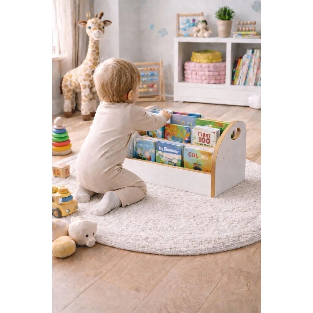 Vardar Modern Çocuk Kitaplığı, Montessori Kitaplık, 2 Raflı - Beyaz Kitaplık Fiyatı
