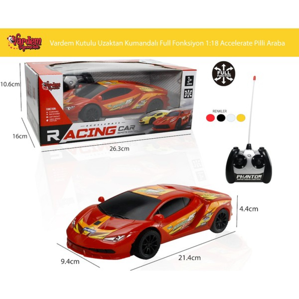 Vardem Uzaktan Kumandalı Full Fonksiyon 1:18 Accelerate Pilli Spor Araba Oyuncak Araç Fiyatı