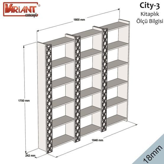 Variant City Beyaz 3'lü Kitaplık