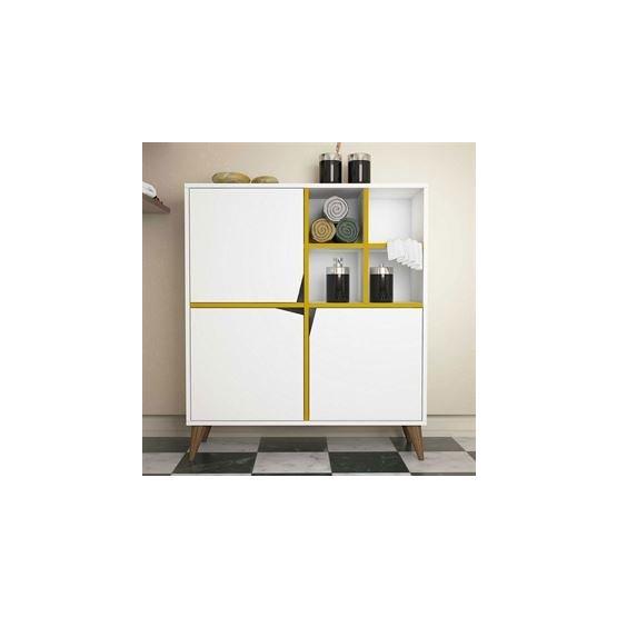 Variant Pulse Beyaz Sarı Çok Amaçlı Dolap Kitaplık Kitaplık Fiyatı