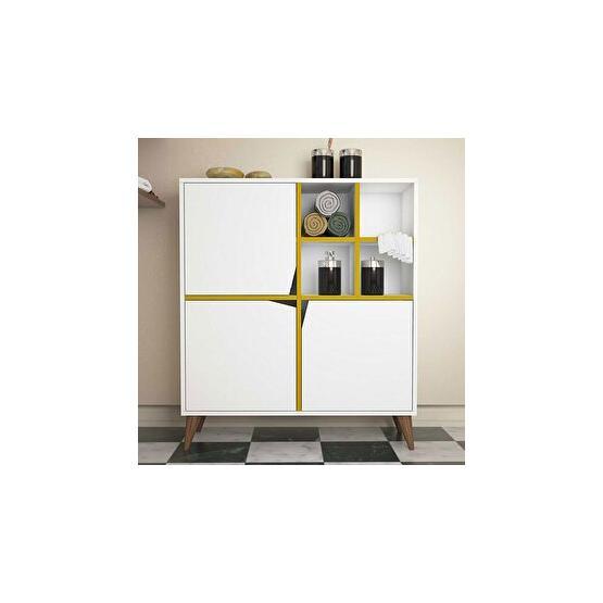 Variant Pulse Beyaz Sarı Çok Amaçlı Dolap Kitaplık