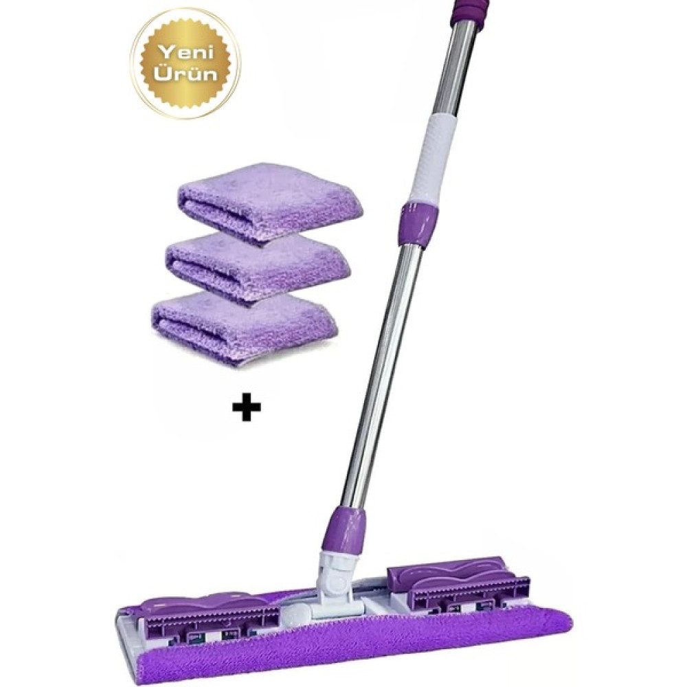 Varivas ( 3 Adet Yedek Bez Hediyeli ) Yer Mopu Fayans Duvar Yüzey Temizlik Mikrofiber Mandallı Sihirli Mop Temizlik Malzemeleri Fiyatı